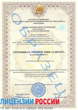 Образец сертификата соответствия аудитора №ST.RU.EXP.00006191-3 Алушта Сертификат ISO 50001